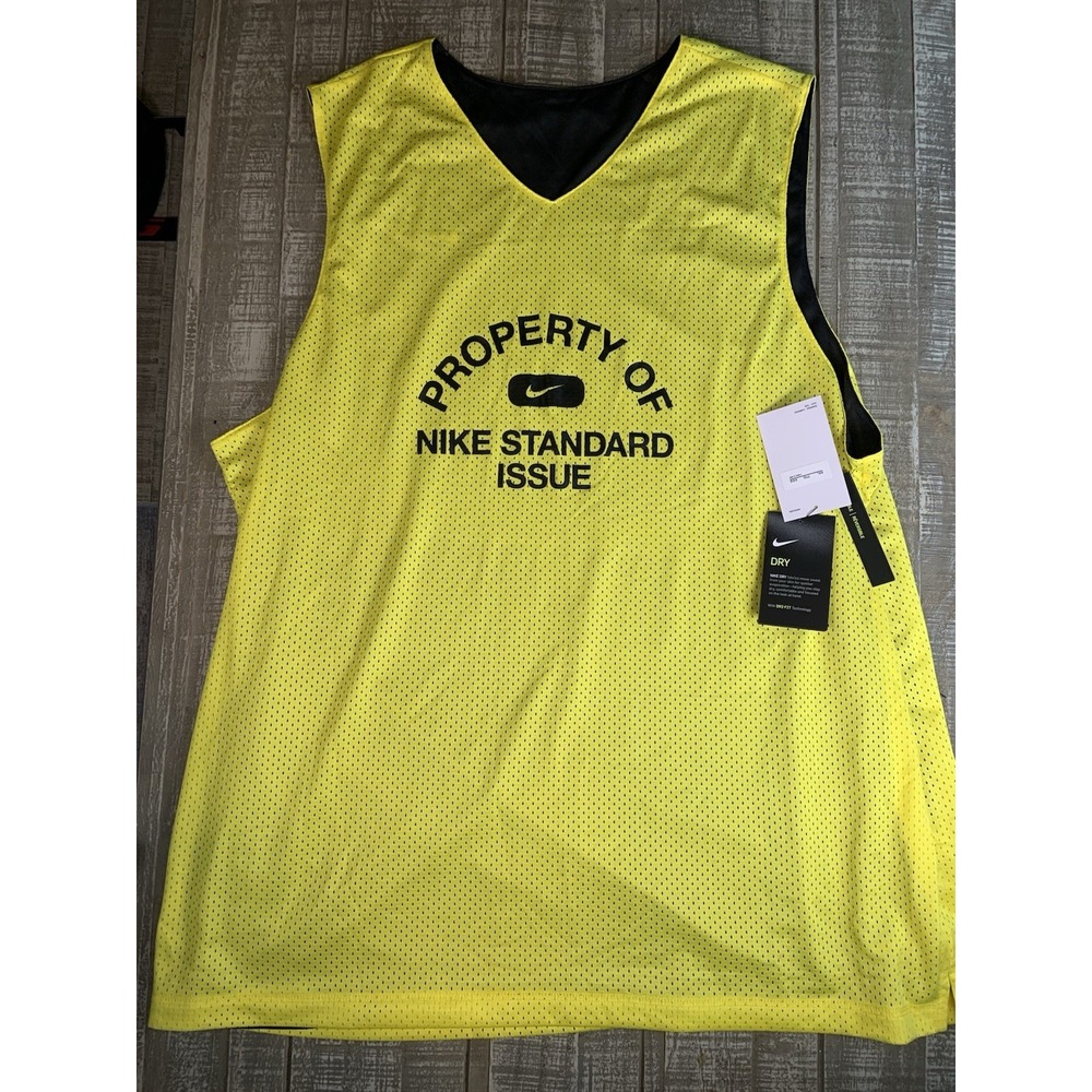 Nike Standard Issue Reversible Basketball Jersey Men's 2XL Yellow Black Mesh NWT